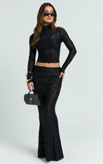 Kathleen Top - Turtle Neck Long Sleeve Jersey Top in Black