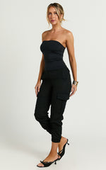 Kayla Pants - Mid Rise Cargo Pants in Black