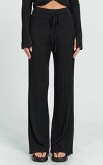 Kelsey Pants - High Drawstring Waist Knit Pants in Black