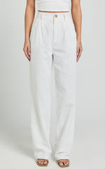 Kiraye Pants - Linen High Waist Tailored Pants in Off White