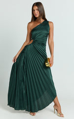 Kitsune Maxi Dress - One Shoulder Cut Out Dress in Emerald Green