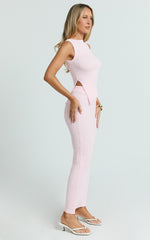 Klarisse Two Piece Set - Asym Top and Maxi Skirt Set in Pink