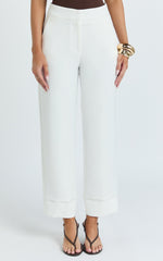 Kobby Pants - High Waist Turnup Ankle Length Pants in Off White