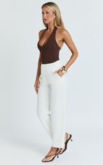 Kobby Pants - High Waist Turnup Ankle Length Pants in Off White