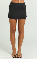 Leona Mini Skirt - Tailored Mid Waisted Skirt in Black