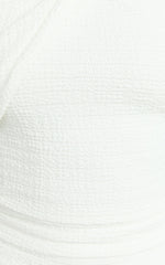 Lexie Midi Dress - Shoulder Twist Ruched Side Split Dress in Ivory