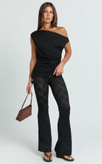 Lila Pants - Bootleg Lace Pants in Black
