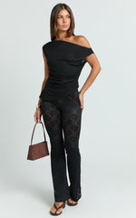 Lila Pants - Bootleg Lace Pants in Black