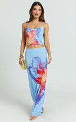 Lilly Maxi Skirt - Mesh Low Waist Skirt in Electric Orchid