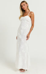 Lily Maxi Dress - Sheer Jacquard Maxi Dress in Cream