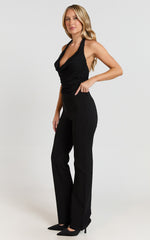 Lindsay Pants - Mid Rise Belted Bootcut Pants in Black