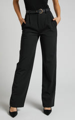 Lorcan Pants - High Waisted Tailored Pants in Black