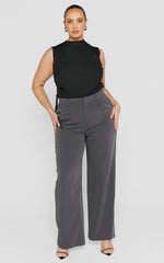Lorcan Pants - High Waisted Tailored Pants in Charcoal