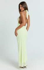 Lucy Maxi Dress - Sequin Cowl Neckline Dress in Citrus