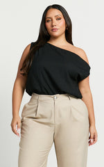 Mabel Bodysuit - Asymmetrical Neckline One Shoulder in Black