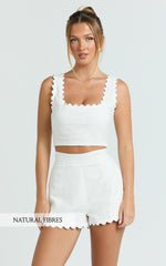 Mabel Two Piece Set - Square Neck And Matching Shorts Set in White