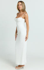 Marcelina Maxi Dress - Sweetheart Neck Bodycon Dress in Off White