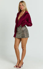 Mariabella Mini Skirt - Leopard High Rise A Line Skirt in Leopard