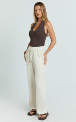 Marina Pants - Mid Waisted Relaxed Elastic Waist Pants in Natural
