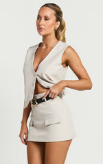 Melinda Mini Skort - Recycled Tailored Skort in Stone