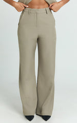 Melinda Pants - Recycled Tailored High Waist Wide Leg Pants in Light Olive