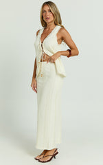 Mercedes Maxi Skirt - Crochet Tie Waist Skirt in Cream