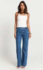 Mercy Top - Linen Square Neck Halter Top in White