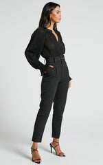 Milica Trousers - Belted High Waisted Trousers in Black