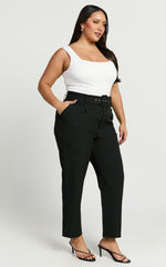 Milica Trousers - Belted High Waisted Trousers in Black