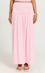 Nancy Maxi Skirt - Gathered Waist Skirt in Pink