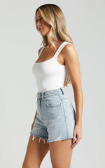 Nerine Bodysuit - Wide Strap Scoop Neck in White