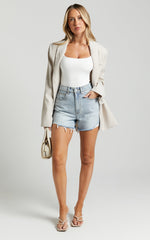 Nerine Bodysuit - Wide Strap Scoop Neck in White