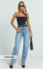 Nessa Jeans - High Waist Straight Leg Jeans in Light Blue Wash