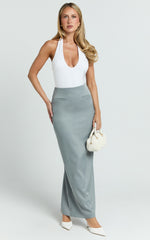 Nina Maxi Skirt - Mid Waist Pencil Skirt in Grey