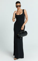 Odette Maxi Dress - Scoop Neck A Line Dress in Black