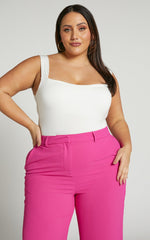 Off My Back Bodysuit - Square Neck Bodysuit in White