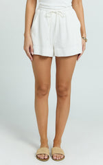 Olivia Shorts - Drawstring Relaxed Linen Shorts in White