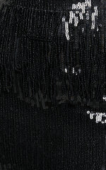 Paris Mini Skirt - Sequin Fringe High Waisted Skirt in Black