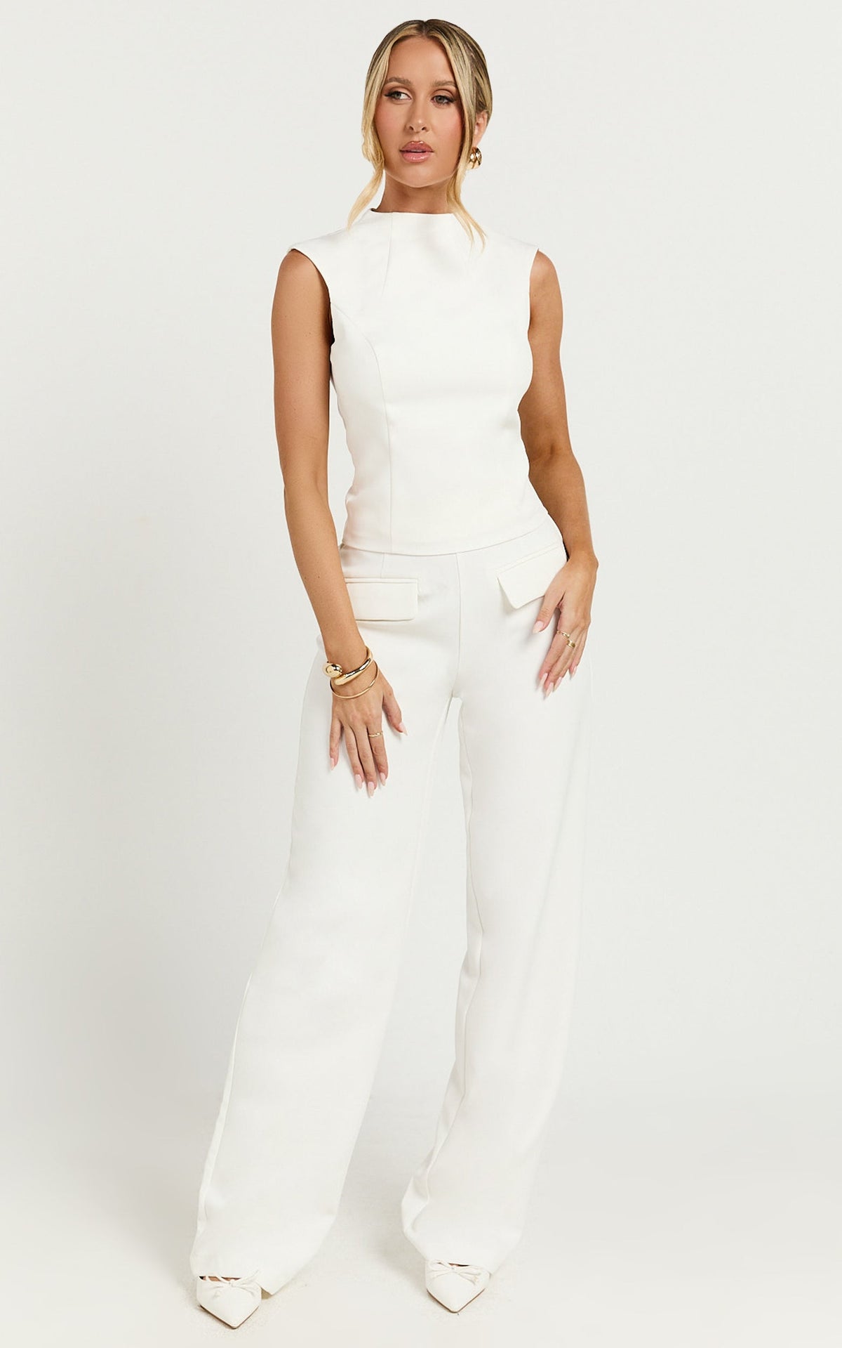 Paxton Pants - High Waisted Straight Leg Pants in Cream