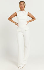 Paxton Pants - High Waisted Straight Leg Pants in Cream