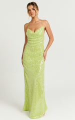 Payton Maxi Dress - Cowl Neck Low Back Dress in Green