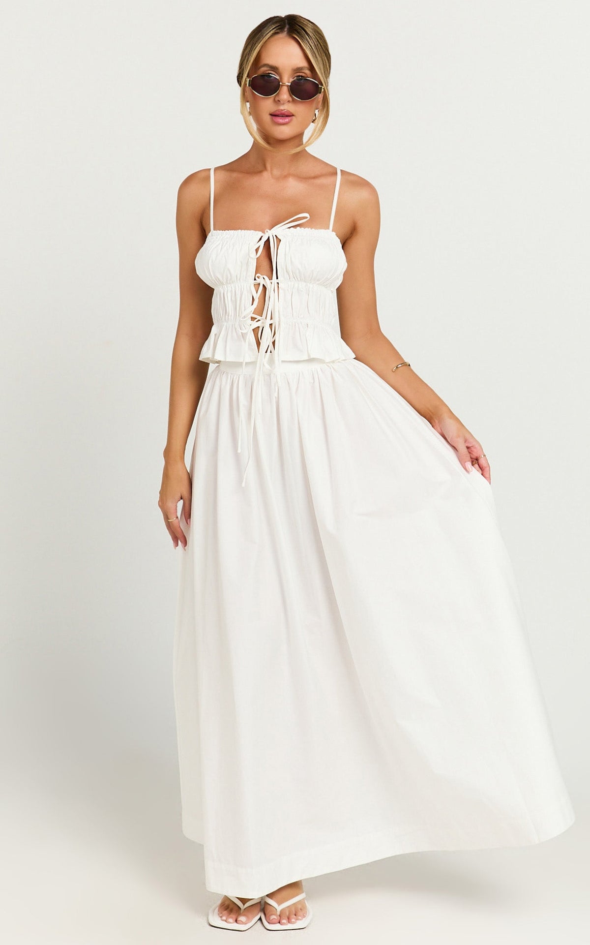 Preston Maxi Skirt - Gathered Waist Full Skirt in Ivory