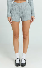 Primrose Shorts - Recycled Cable Knit Mini Shorts in Grey
