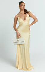 Quincy Maxi Dress - Satin Slip Dress in Lemon