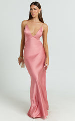 Quincy Maxi Dress - Satin Slip Dress in Pink