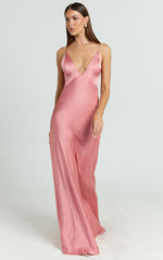 Quincy Maxi Dress - Satin Slip Dress in Pink