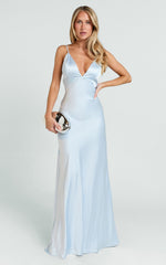 Quincy Maxi Dress - Satin Slip Dress in Sky Blue