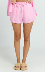 Ramona Linen Shorts - Drawstring Linen Shorts in Pink