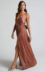 Revolve Around Me Midi Dress - V Neck Wrap Dress in Dusty Rose