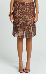 Rhena Midi Skirt - Knee Lenght Slip Skirt in Multi